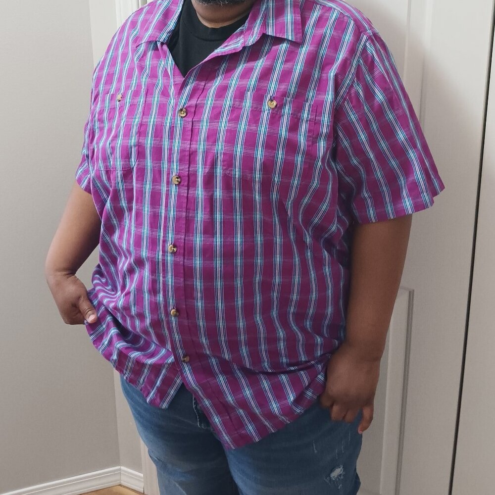 Mens 3 XL Big & Tall Purple Plaid Top